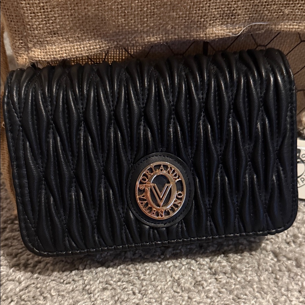 Valentino Orlandi Black Quilted Crossbody Bag